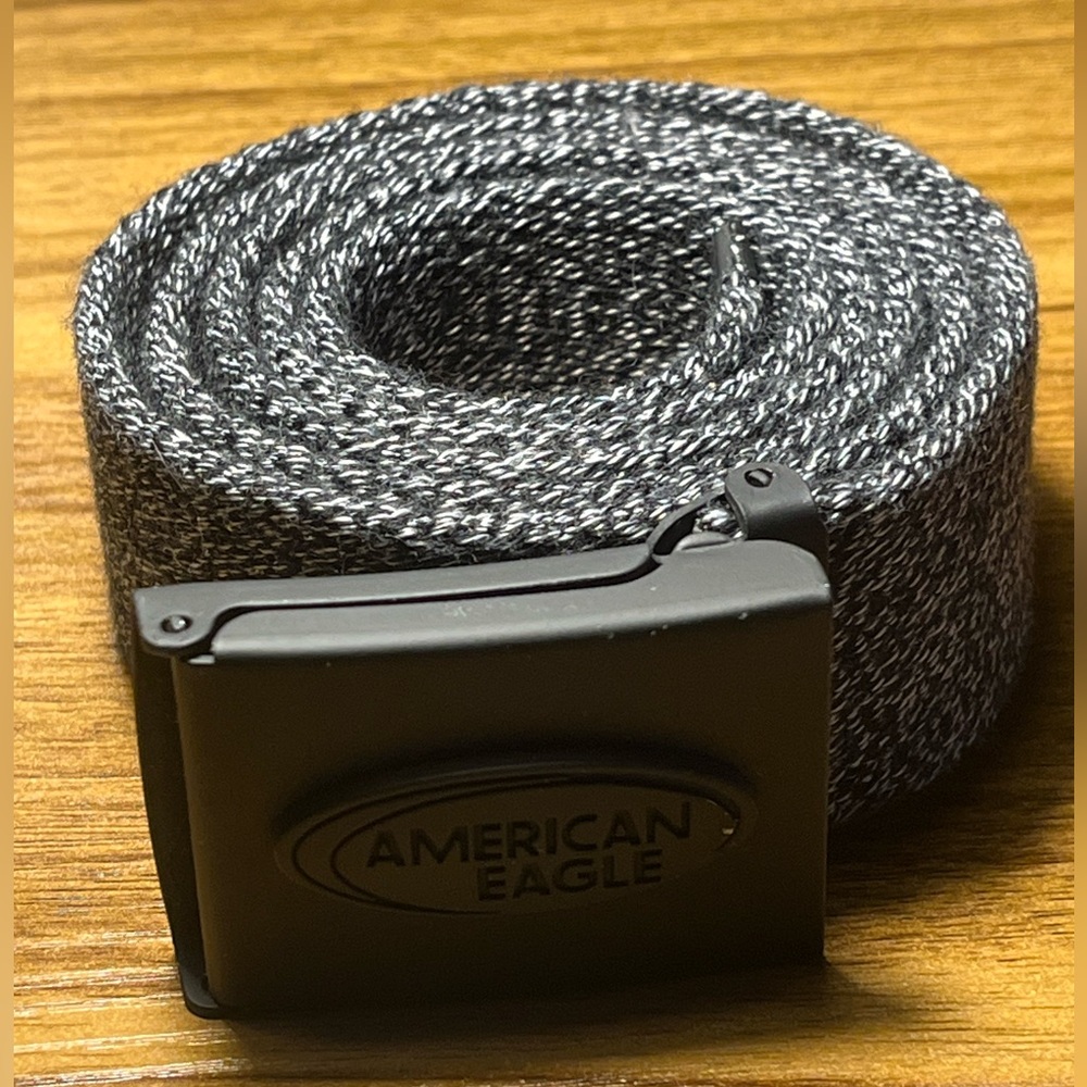 American Eagle Black and Gray Canvas Belt